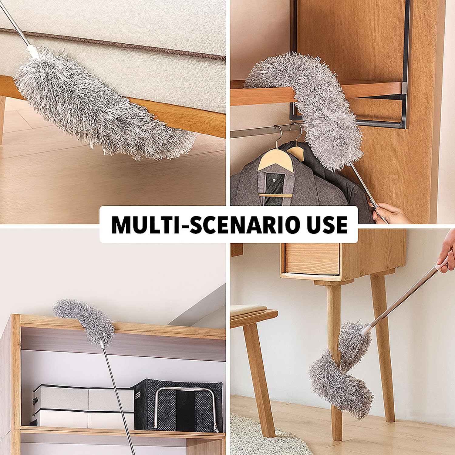 Signamio Cleaning Essentials: Microfiber Fan Cleaner & Wall Cleaning Mop with Long Handle, Expandable Dusting Stick, Extends Up to 100 Inches, Washable for Efficient Dust Removal