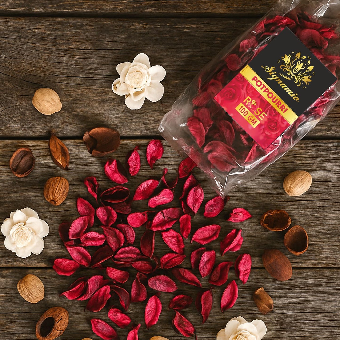 SIGNAMIO Potpourri Flowers - Dry Flowers for Decoration, Scented Dry Flower Mix for Home Decor, Natural Fragrance, Floral Arrangement, Aromatic Bowl Filler, Gift Basket Filler - Multi Flavour