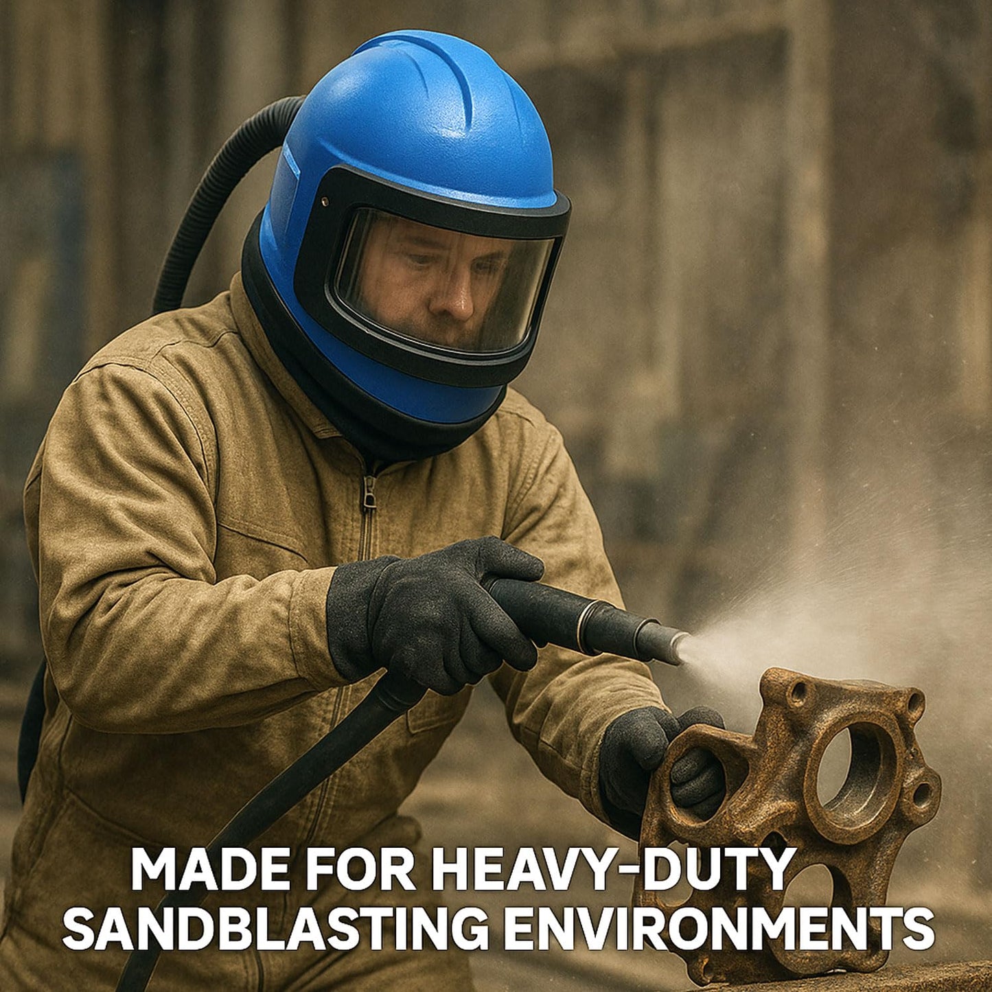 SIGNAMIO® JM Blasting Helmet Blast Cleaning Sand Blasting, Abrasive Blast- 1 Pcs- Blue - DN-2