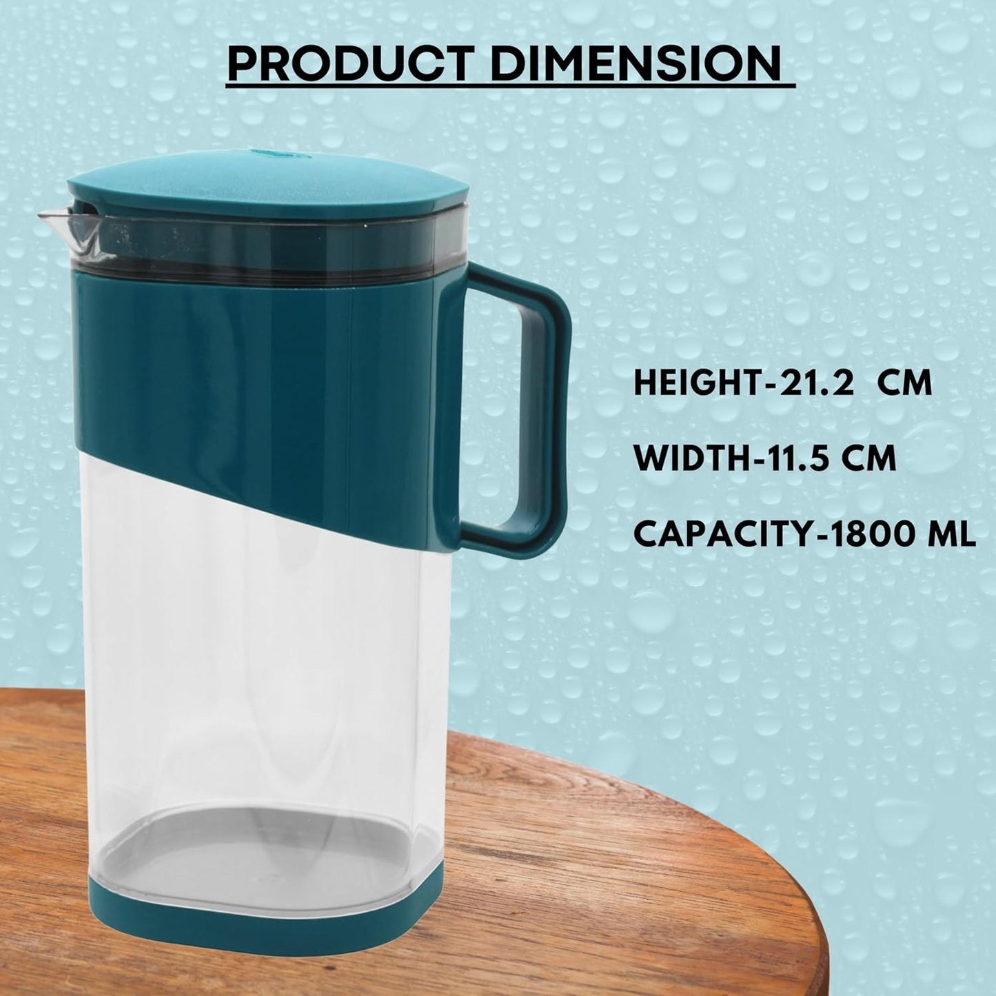 Signamio 1800 ML Water Jug - Elegant Jug for Water and Juice Serving, Ideal Water Jugs for Dining Table - 1800 ML Capacity, Durable and Stylish Design for Home and Office Use-Green