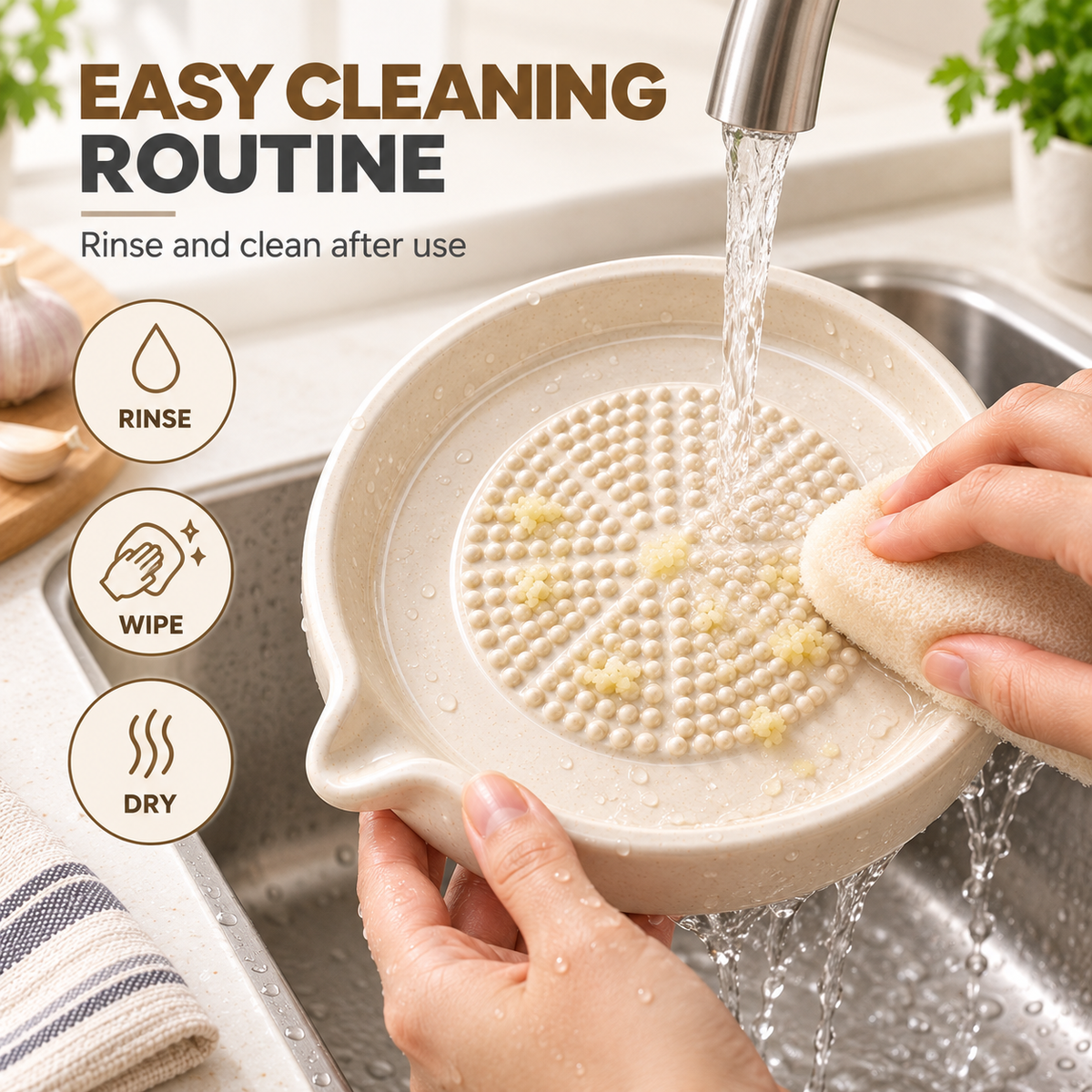 Signamio Ceramic Garlic Crusher and Grater Plate, Manual Ginger Grinder