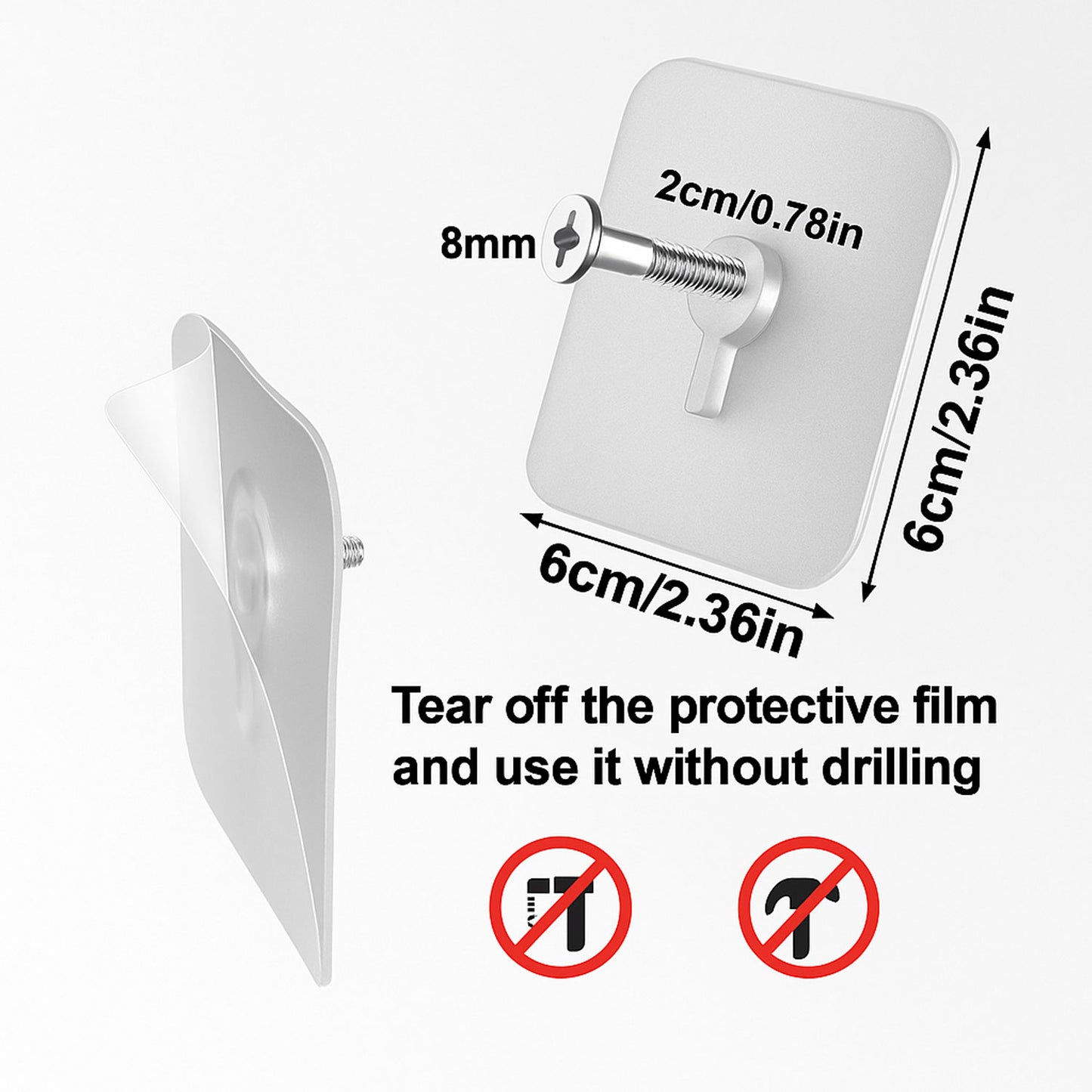 SIGNAMIO 10 Pcs Screw Hooks for Wall Heavy Items - Self Adhesive Wall Hook, Nail Free, No-Drill Installation, Waterproof Screws Wall Hooks for Hanging, Durable ABS Material