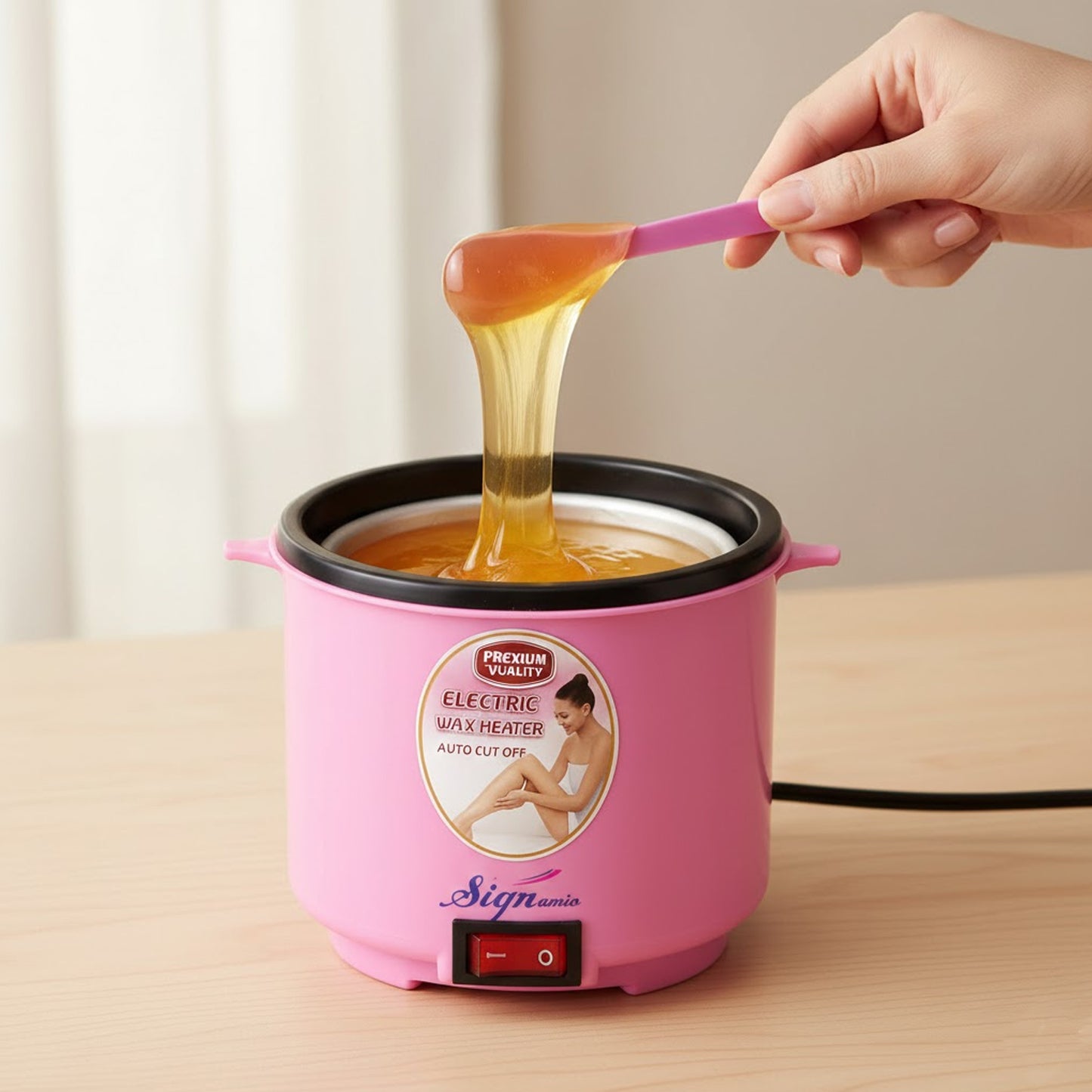 Signamio Wax Heater for Waxing for Women - Professional Wax Machine - Fast Melting Electric Hair Removal Kit for Smooth Skin at Home or Salon - Pink