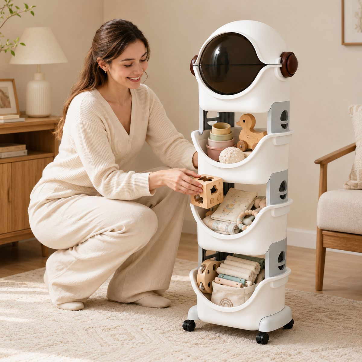 Signamio Robot Shape Organizer for Kids Large Toy Storage Box - 4 Layer