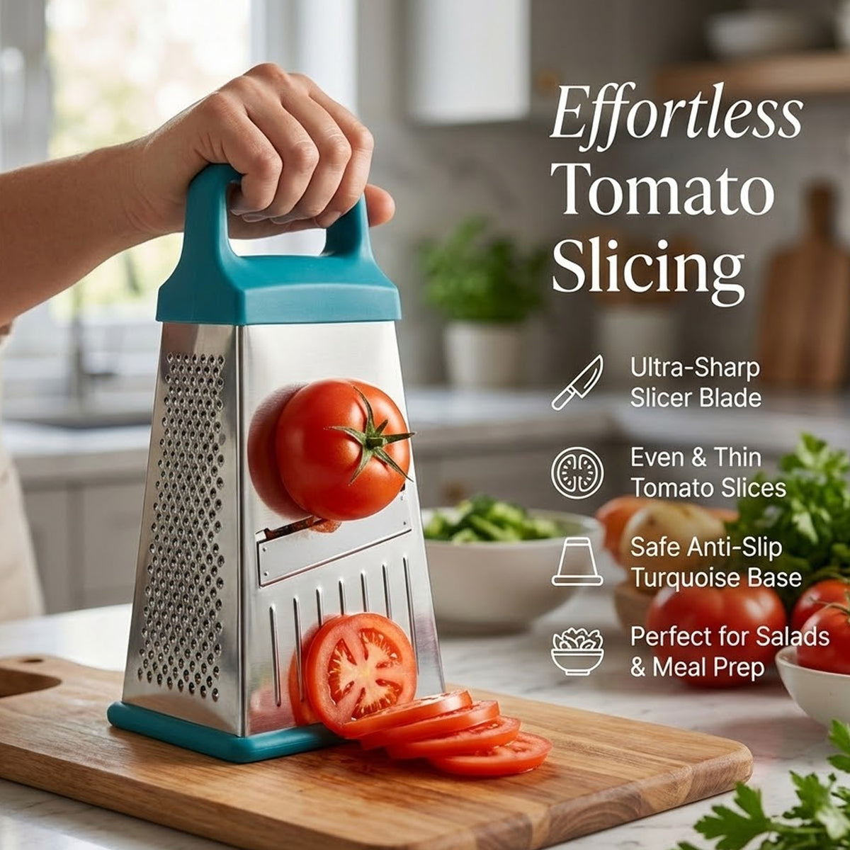 Signamio 5 in 1 Grater Stainless Steel Box, Vegetable Slicer for Kitchen - Multi-Function Carrot Grater Machine, Premium Design for Effortless and Efficient Food Preparation - Multicolor