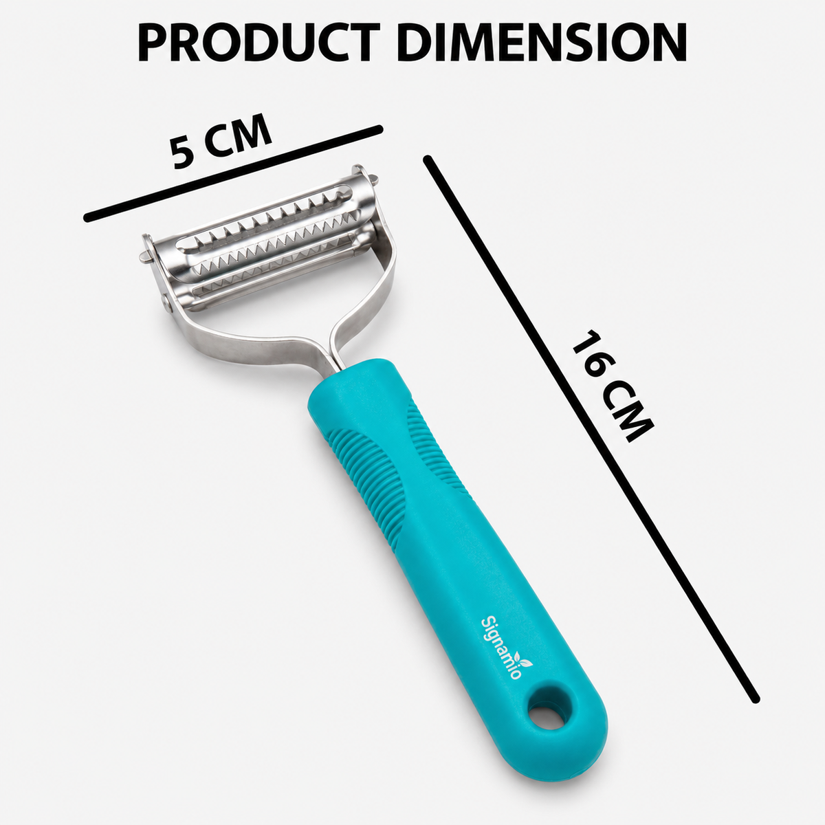 Signamio 2 in 1 Julian Peeler for Salad, Dual Blade Salad Peeler Kitchen Tool, Handheld Julienne Peeler for Salad for Quick Veggie Ribbons, Safe Grip Handle for Home Cooking Prep
