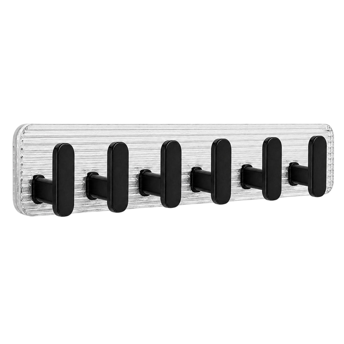 SIGNAMIO 6 Hook Shelf Adhesive Strip Wall Hanging Sticky Hook Black