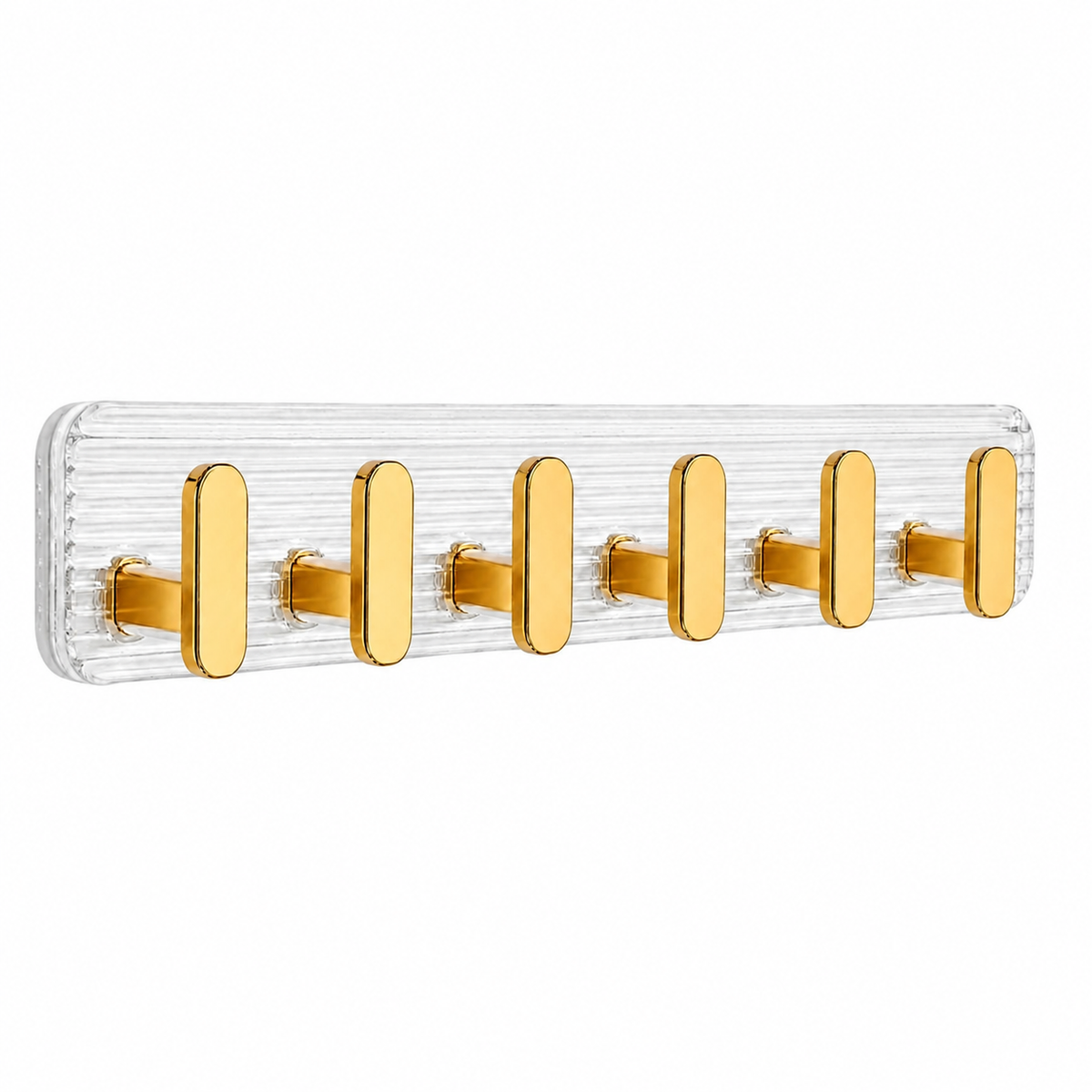 SIGNAMIO 6 Hook Shelf Adhesive Strip Wall Hanging Sticky Hook Gold
