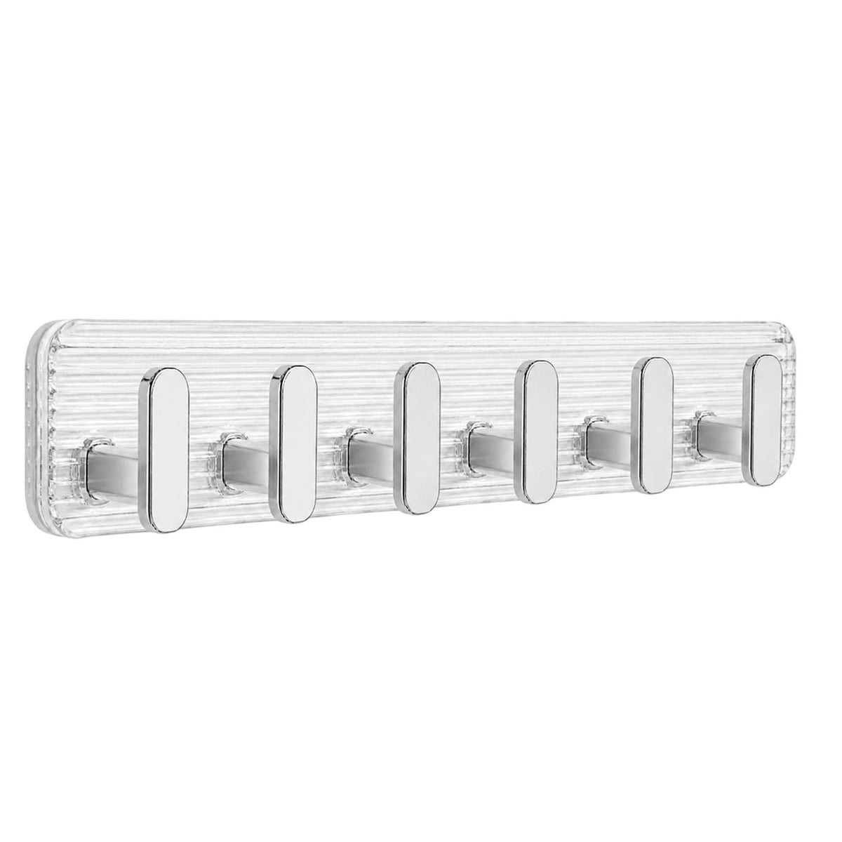 SIGNAMIO 6 Hook Shelf Adhesive Strip Wall Hanging Sticky Hook Silver