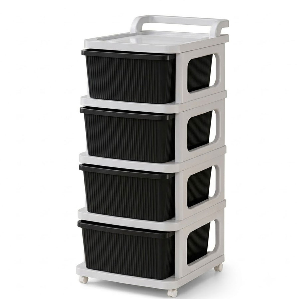 SIGNAMIO Multipurpose 4 Tier Storage Organizer with Wheels Grey